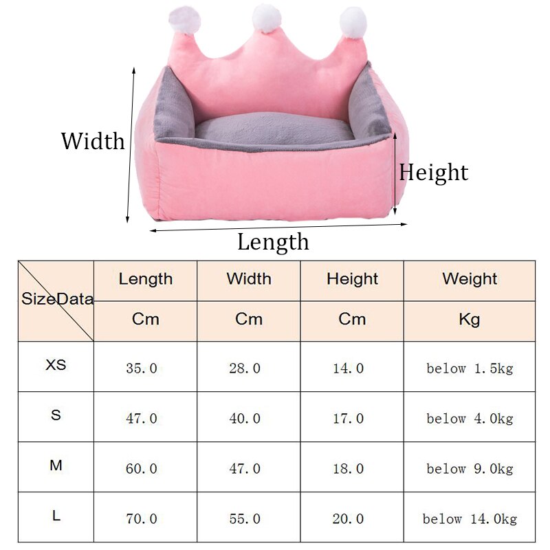 Cute Crown Pet Princess Beds for Small Dogs Winter Warm Puppy Cat Sofa Bed Shih Tzu Yorkies Kennels Removable Mascotas Supplies