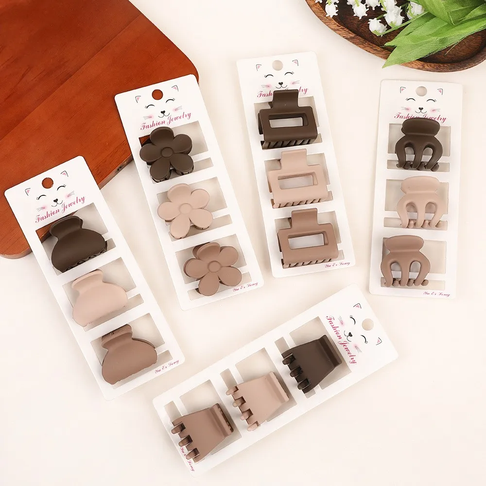 Nueva , conjunto de tres piezas de Color café, horquilla geométrica esmerilada, pasadores con Clip para el pelo para mujer y niña, accesorios para el cabello