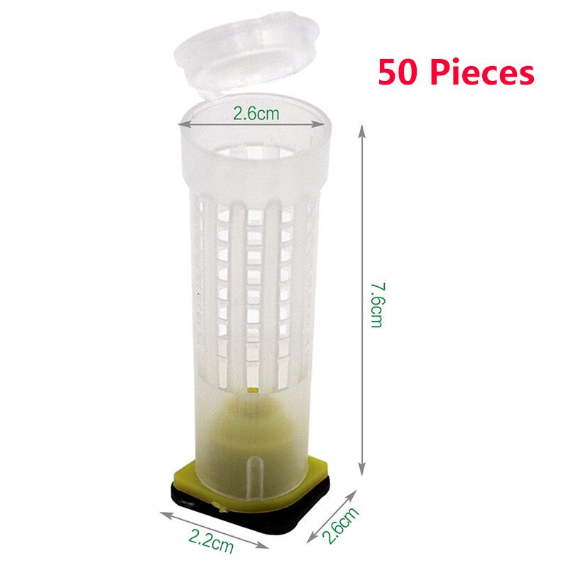 20/50/100 stk biavl opdræt kop kit dronning bi hår rullebure plast bi celle kopper biavl værktøj udstyr sæt: 50 stk