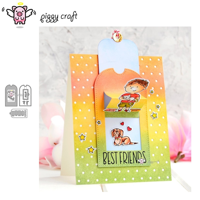 Piggy Craft metal cutting dies cut die mold Slider tag card Scrapbook paper craft knife mould blade punch stencils dies