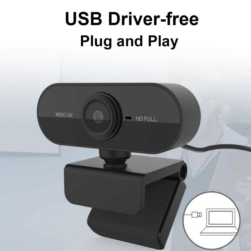 Full HD Webcam 1080P USB Drive-free Plug and Play Built-in Fidelity Microphone Computer Camera for HD Live Video Desktop Webcam