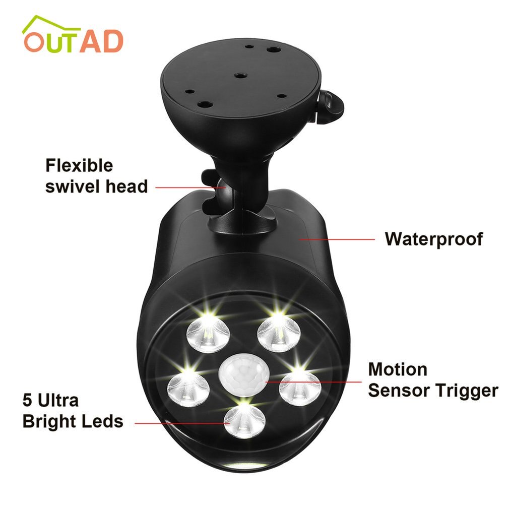 Energiebesparende 5 led 350lm zonne-pir bewegingssensor licht weerbestendig op batterijen in pad tuin grote tuin