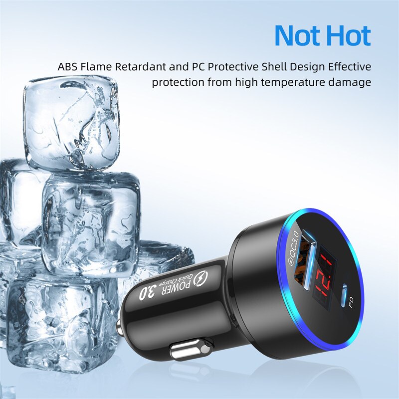 UKGO – chargeur de voiture à LED 6A PD 18W, double USB, Charge rapide 3.0, pour téléphone portable, pour iPhone Huawei Samsung Galaxy
