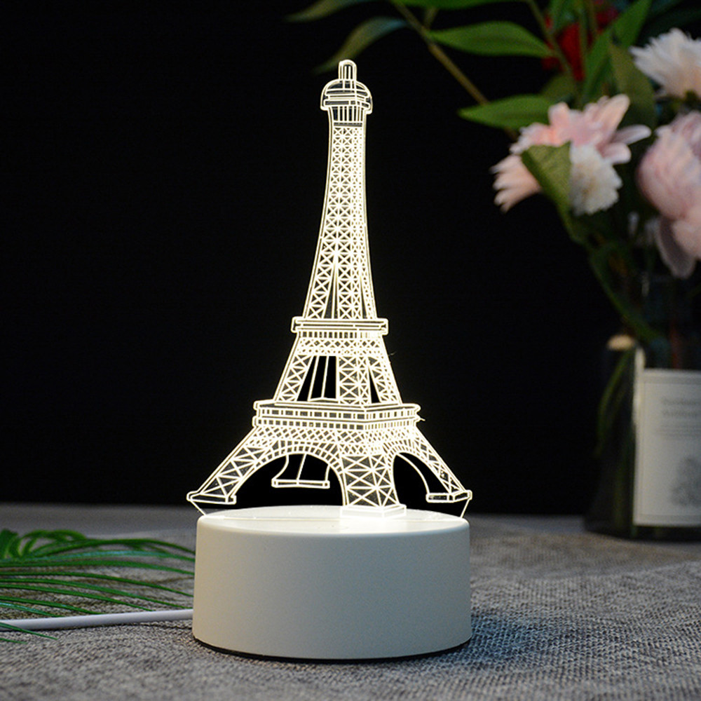 Three-dimensional Night Light 3D USB Acrylic Night Light LED Table Desk Bedroom Decor Warm White Lamp Ornament