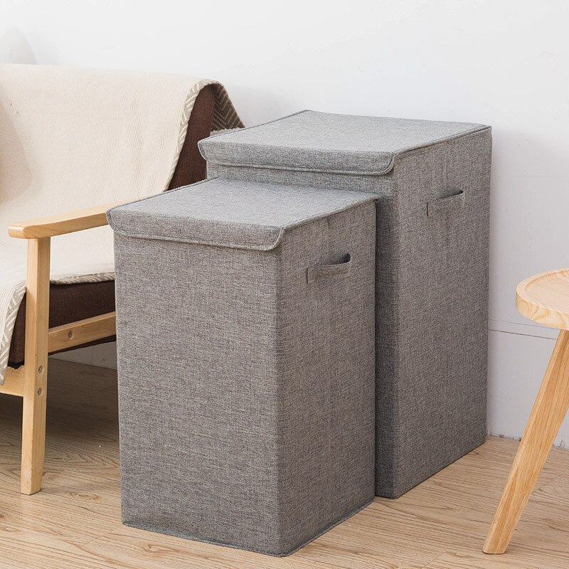 Cotton Laundry Basket with Cover Bathroom Laundry Basket Storage Basket Home Collapsible Waterproof Laundry Hamp