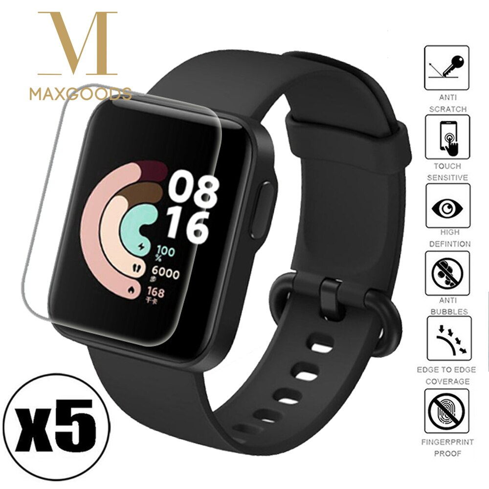 5 Stks/set Beschermende Films Voor Xiaomi Redmi Horloge &amp; Mi Smart Horloge Lite Hydrogel Volledige Dekking Screen Protector Glas Gereedschappen