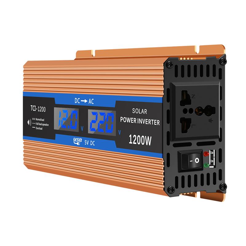 700w zuivere sinusgolf auto-omvormer 1200w piekvermogen  dc 12v tot  ac220v met lcd-scherm voor het opladen van laptop