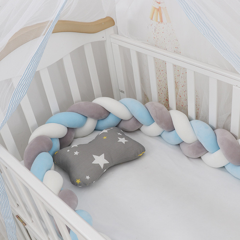 3M Länge Baby Bett Stoßstange Knoten Krippe Lange Verknotet flechten Kissen Kissen Stoßstange für Kleinkind Bebe Krippe Schutz