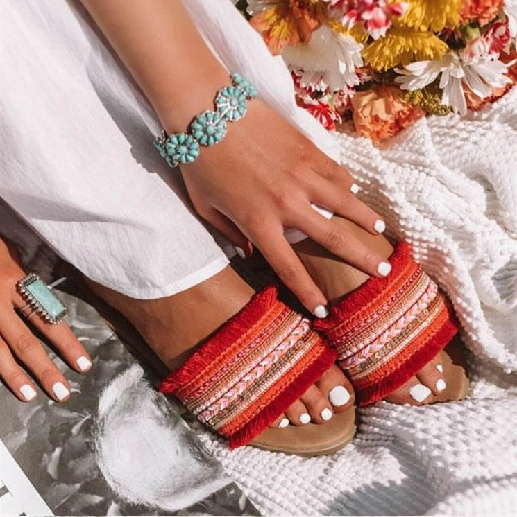 Sandales de Plage Femme - INSFITY - à Bout Ouvert - Strass - Été - Rose