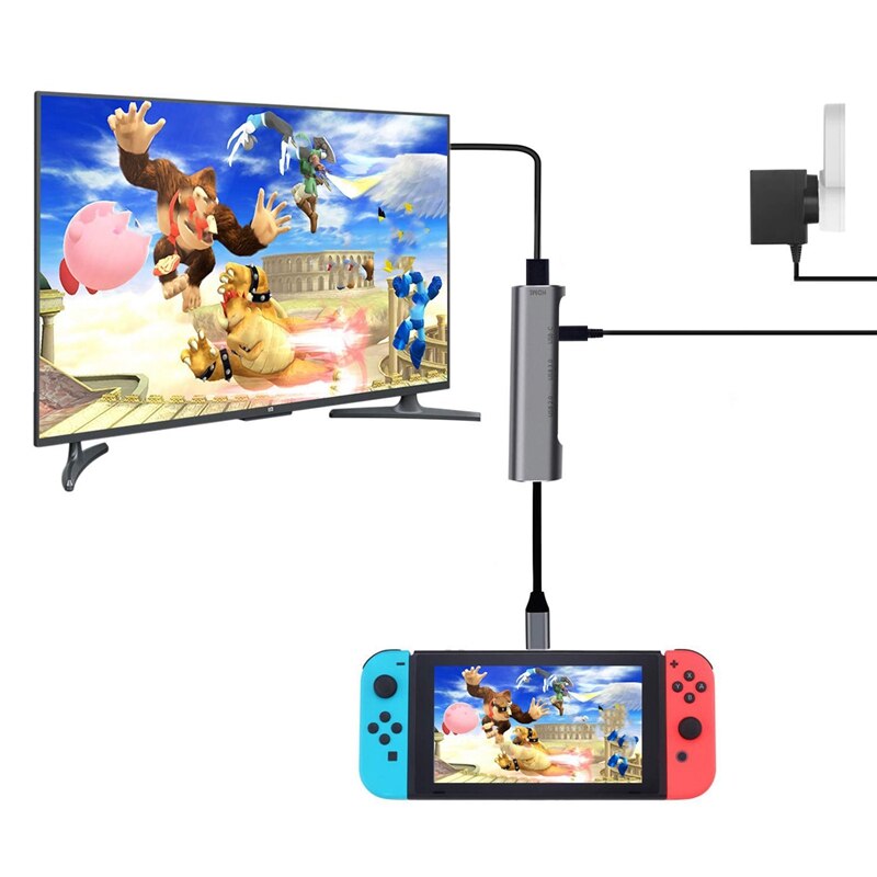 4 in 1 Hub USB3.1 a HDMI/USB3.0/PD Adattatore per Nintendo Tipo C HUB per Huawei P20 compagno di 20 Pro