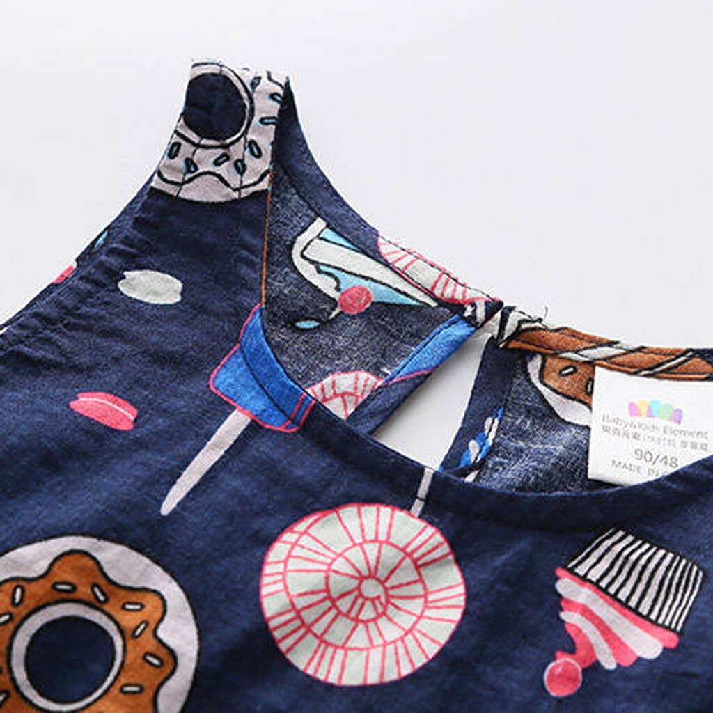 Toddler Girls Dress Summer Baby Kid Girls Sleeveless Ice Cream Cake Print Dress Clothes Kids Dresses For Girls Clothing Vestidos