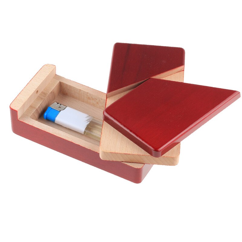 Funny Natural Beech Wood Kongming Luban Lock Box Series Toys Adult Puzzle Mystery Organ Magic Box Ring Box: red