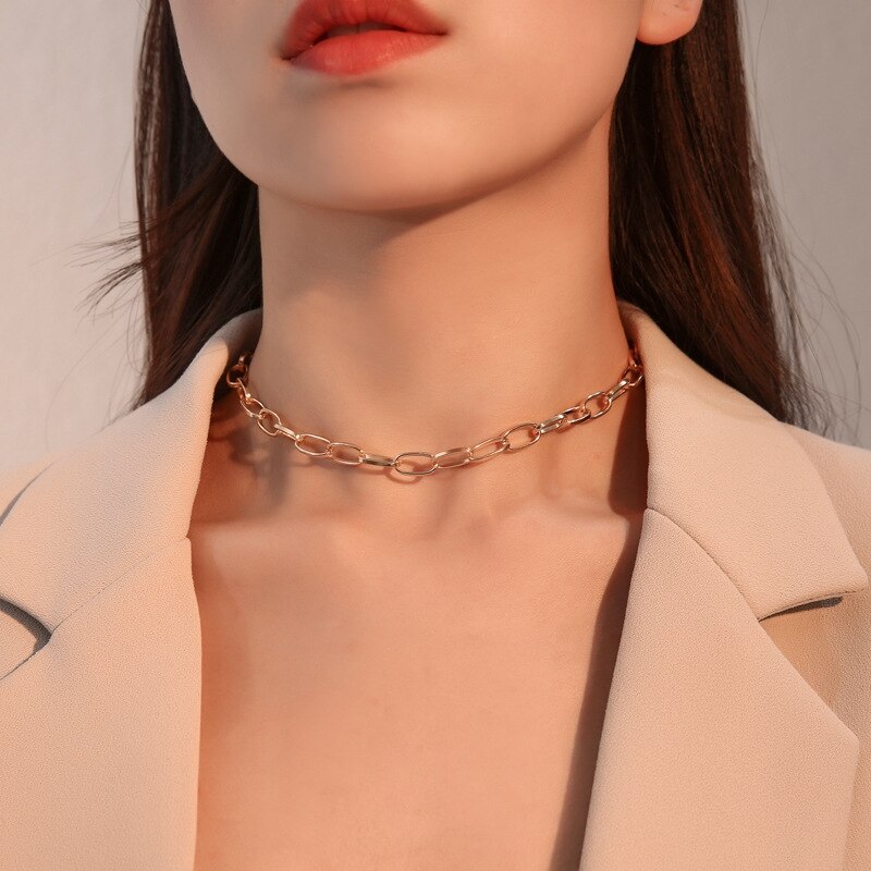 Metal Chain Clavicle Chain European and American Style Neck Chain Necklace Simple Clavicle Necklace Chunky Collares Jewelry