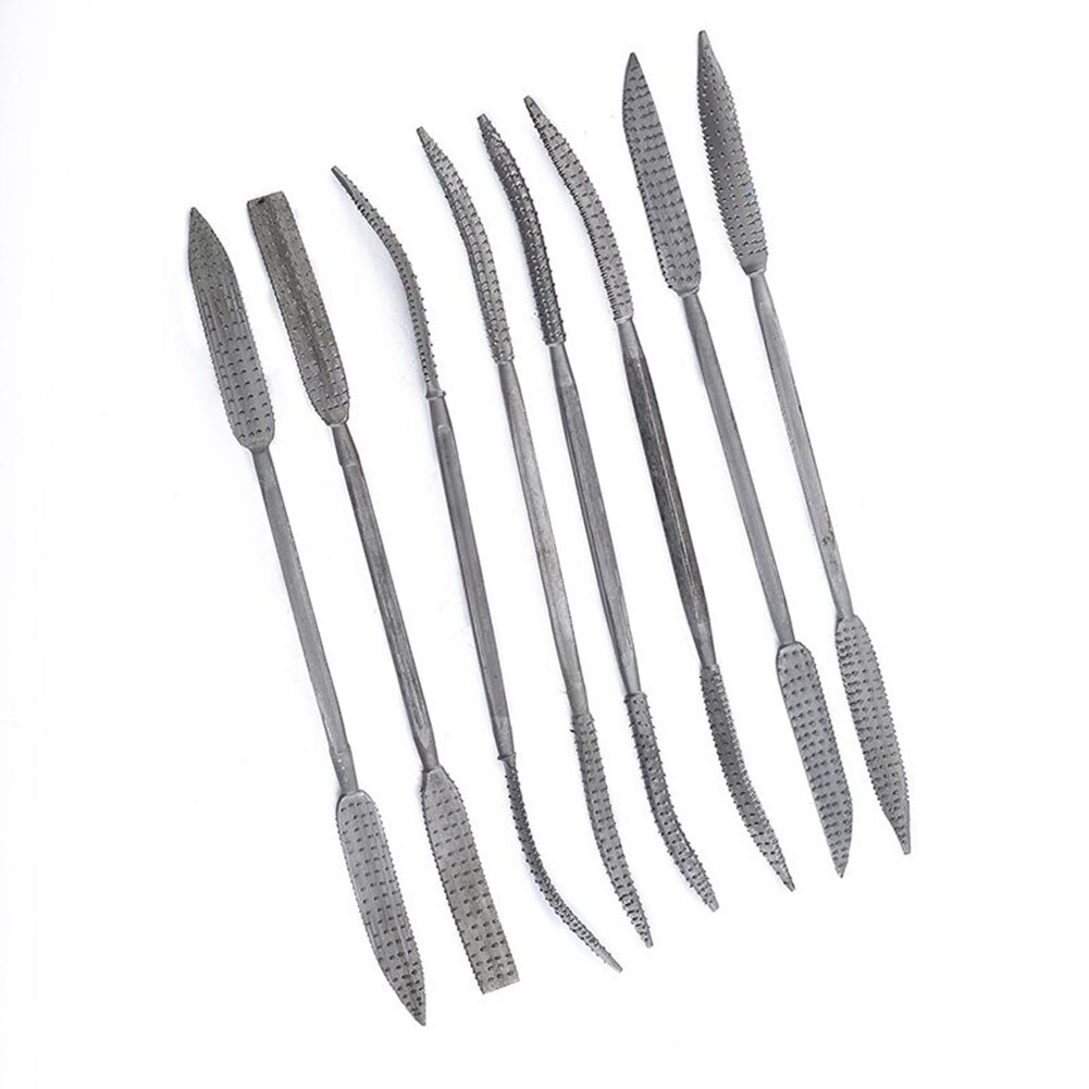 8pcs Mini Wood Working Rasp Riffler File Set Double Ended Burrs Coarse Hand Tool 190mm Rasper For Wood Carving Hand Tools