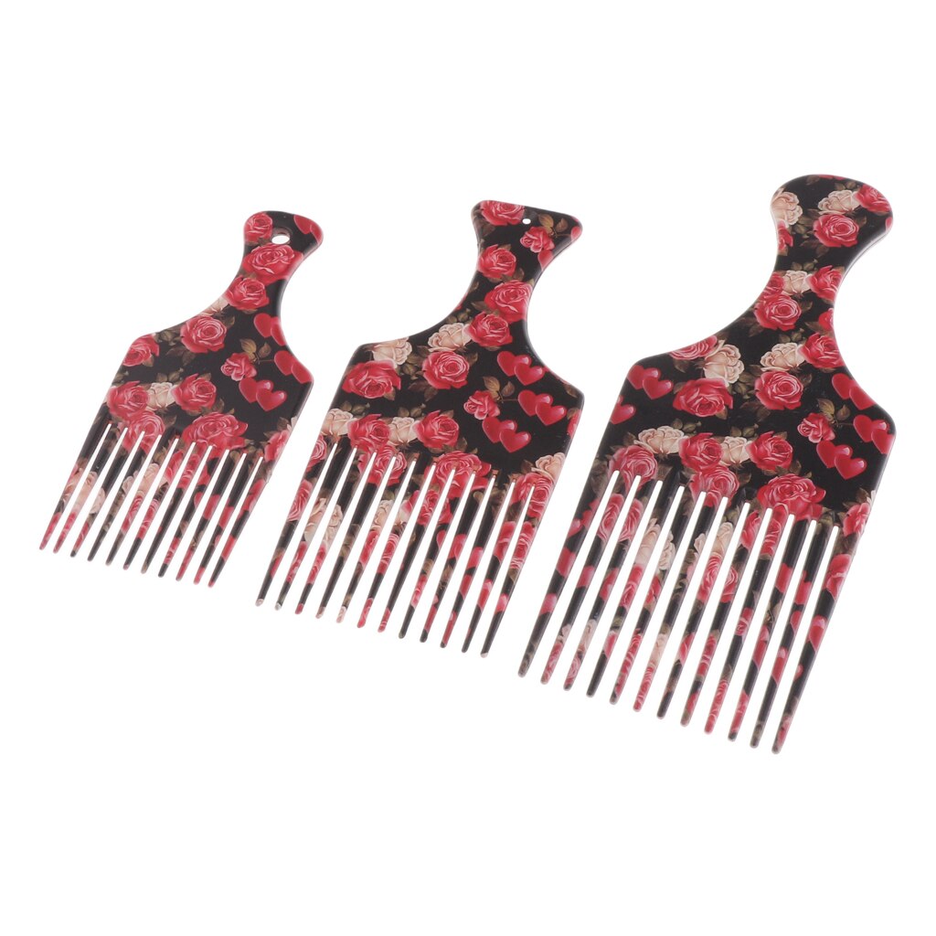 Peine de pelo Afro de mango largo, herramienta de cepillo de peluquería, peinado de espalda resbaladiza