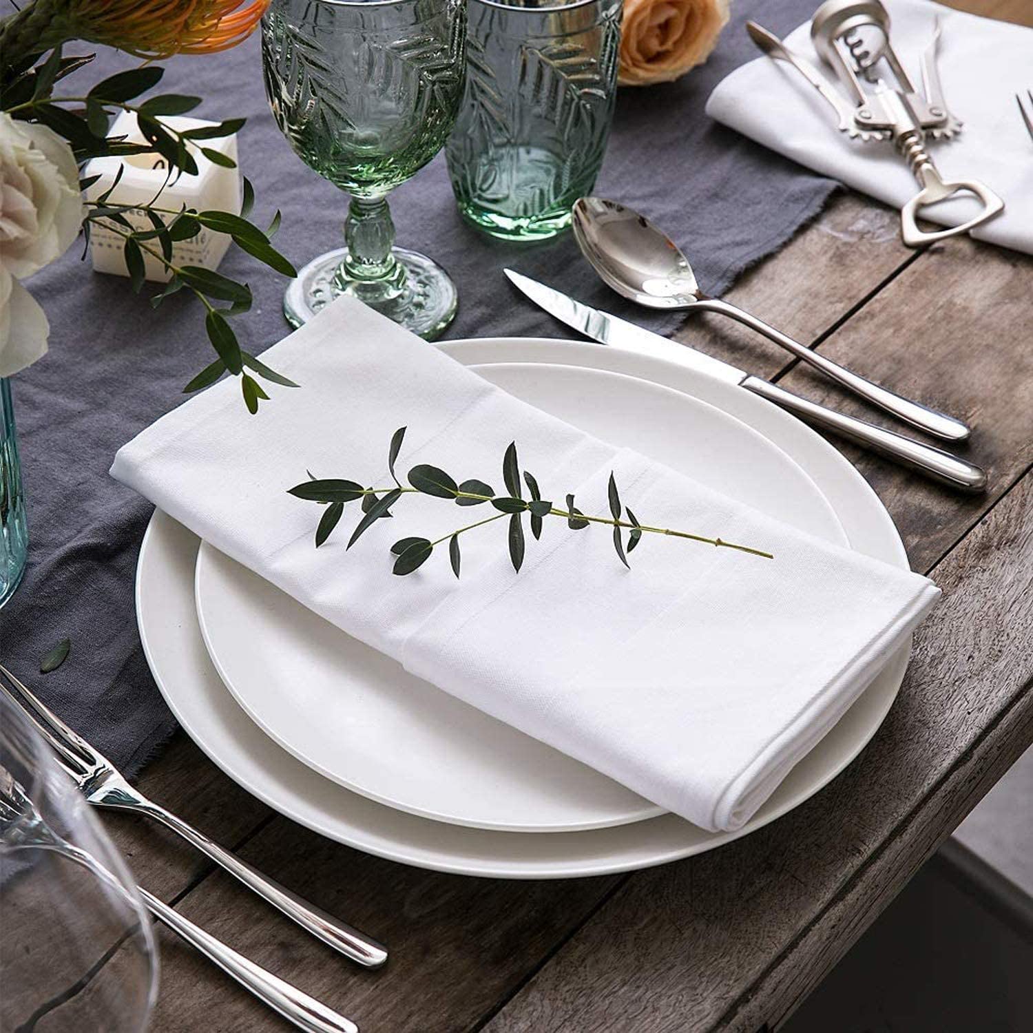 12PC 45x45cm RESTAURANT DINNER CLOTH LINEN WHITE 45x45cm PREMIUM HOTEL NAPKINS