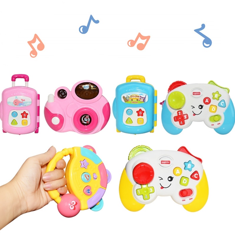 Baby småbarn ljudleksaker 6 to 12 månader musikkamera och bagage sensorisk leksak för pojkar flickor födelsedag musikalisk leksak