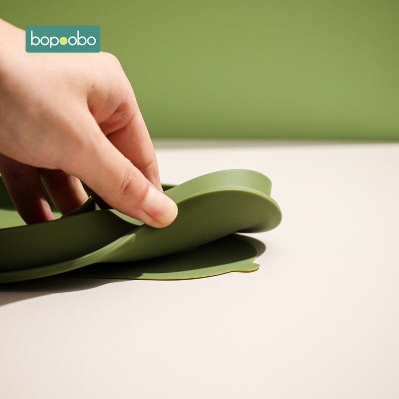 Bopoobo Baby Schalen Platten Gabel Silikon Saug Fütterung Lebensmittel Geschirr Nette Avocado freundlicher Gerichte Lebensmittel Fütterung Schüssel für freundlicher