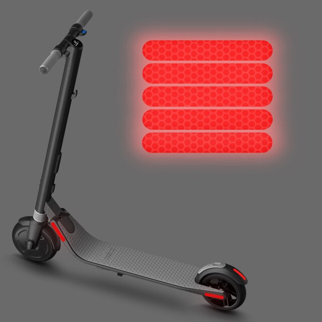 4pcs Reflective Stickers Bike For Ninebot ES1 ES2 ES3 ES4 E22 E25 Electric Scooter Body Night Reflective PVC Sticker: Red