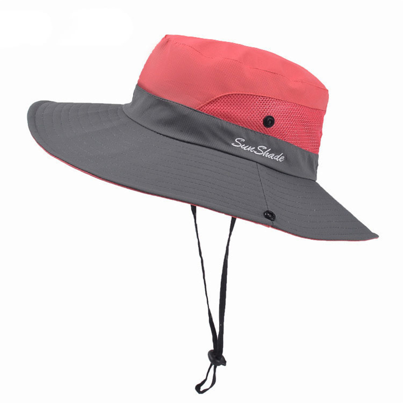 Vrouwen Paardenstaart Hoed Ademend Uv Brede Rand Cap Voor Wandelen Vissen Boonie Stijl Zomer Zonnehoed Voor Laides: watermelon red