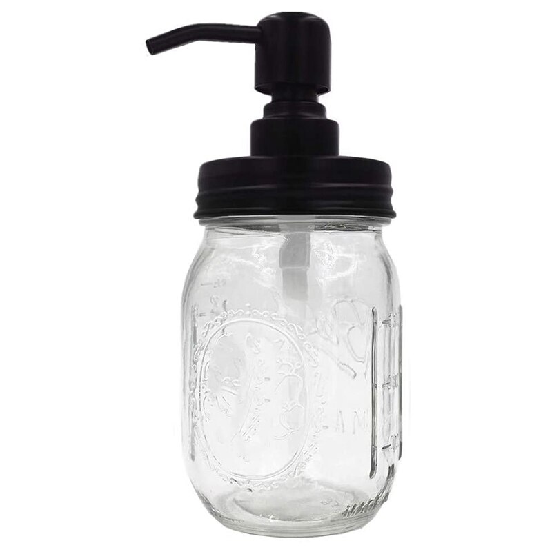 4-Pack Mason Jar Soap Dispenser Lid, Painted Black Rust Proof Lotion Dispenser Lid for Regular Mouth Mason Jar