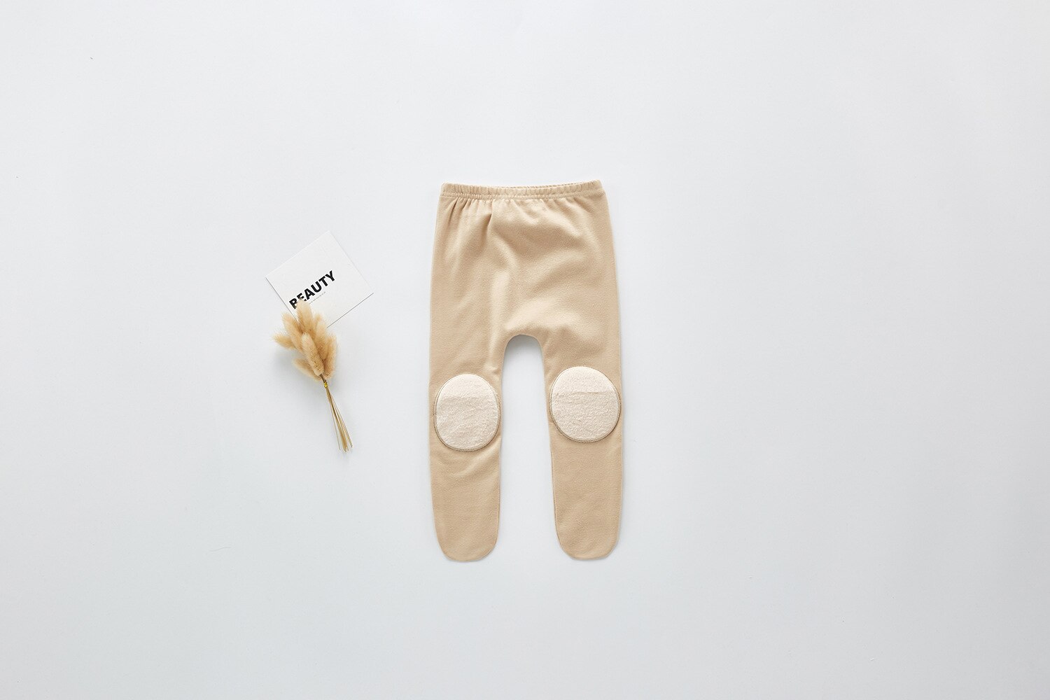 Høst baby jenter uformell knelapp 3 farger leggings 0-2 år spedbarn bomull slitesterk strømpebukse: Mørk aprikos / 24m ( tagstørrelse 90cm)