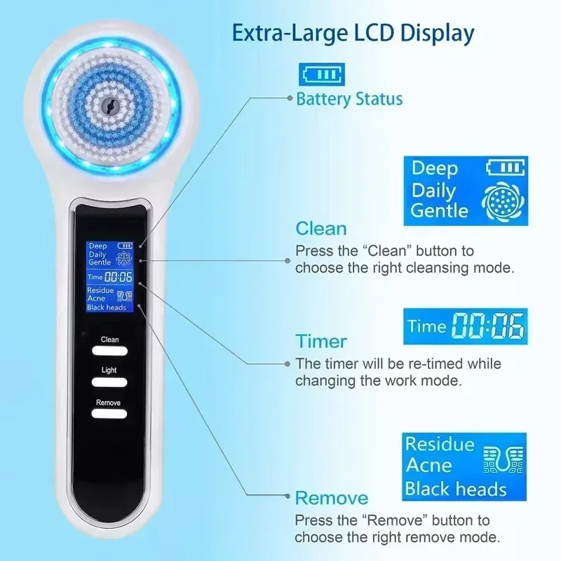 5 in 1 Electric Facial Cleansing Brush Blackhead Remover Pore Vacuum Cleaner Deep Cleaning Face Care Black Head Removal Machine