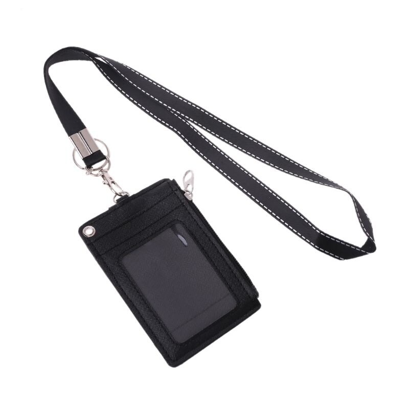 Business Credit Card Id Badge Portemonnee Holder Neck Strap Lanyard Sleutelhanger Y3NE: Black