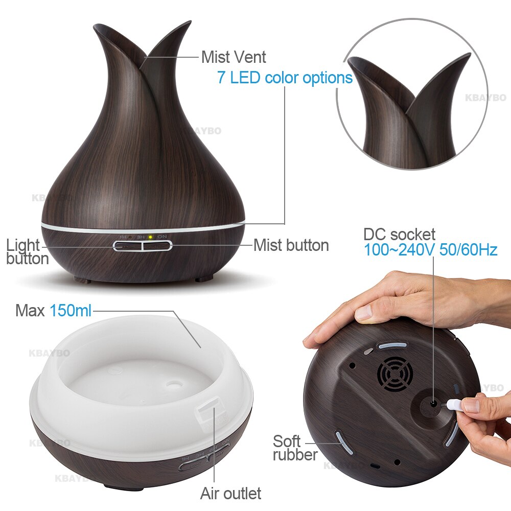 150ml Usb Air Humidifier Essential Oil Diffuser Aroma Lamp Aromatherapy Electric Aroma Diffuser Mist Maker for Home