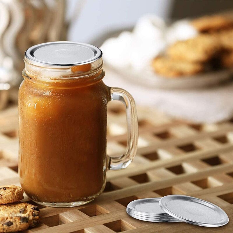 24Pcs Replacement Mason Jar Lids with Silicone Seals Rings Reusable for 70/86MM Regular Wide Mouth Canning