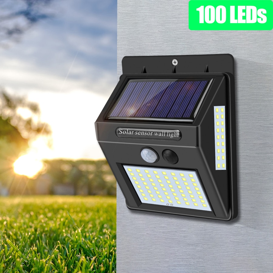 80 100 LEDs Solar LED buitenverlichting Veranda Verlichting Met PIR Motion Sensor IP65 Outdoor Garage Path Way Wandlamp Outdoor Beveiliging verlichting