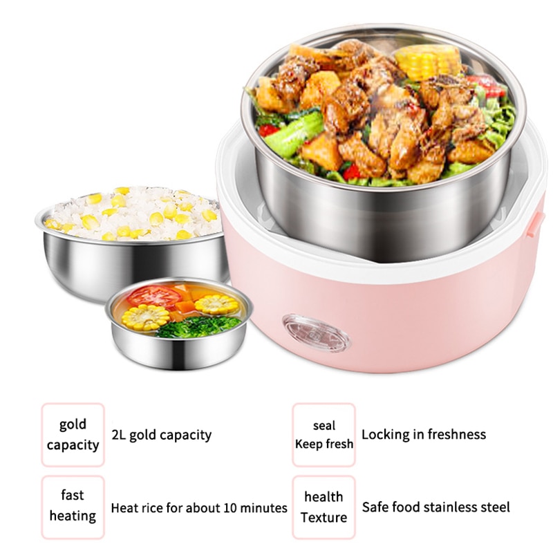 2L Double/Third Layer MultiCookers Portable Stainless Steel Steamer Meal Thermal Heating Cookers Portable Meal Thermal Heating