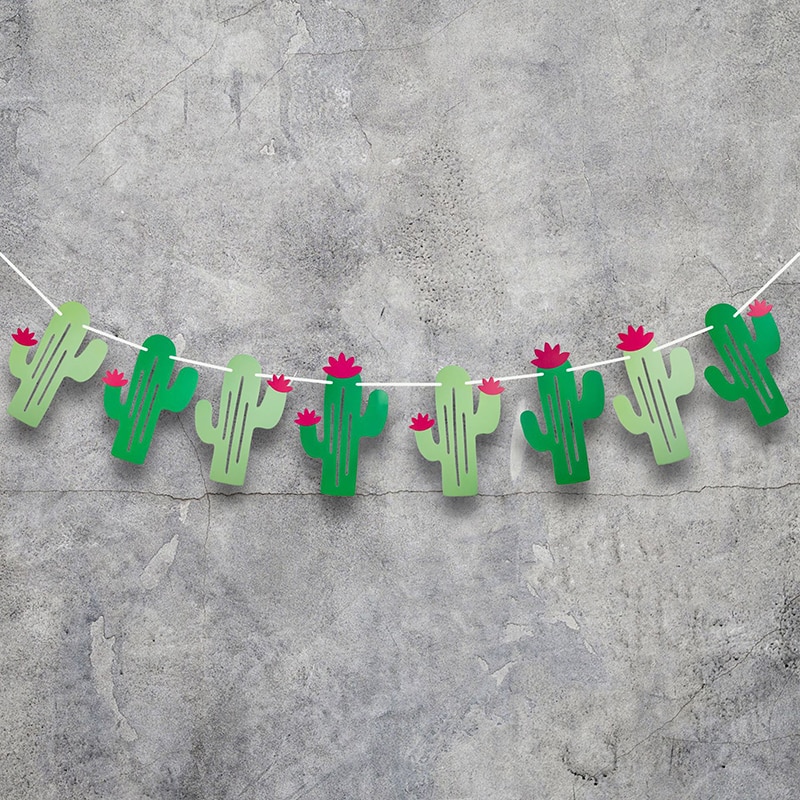 1 Juego de decoración con banderas para fiestas DIY, banderas para fiestas de cumpleaños de Cactus mexicano, suministros para bodas y ANIVERSARIO DE PASCUA Y Halloween