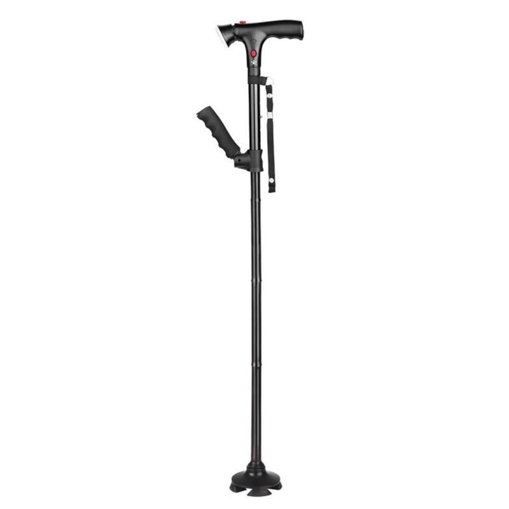 Outdoor Smart Cane Four Foot Non-slip Adjustable Height Stick With Lamp Old Men Walking Stick