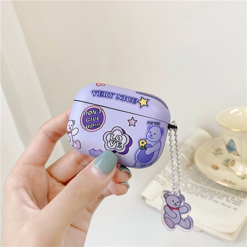 Cute Bear Earphone Case For Apple AirPods 3 2 1 Charging Box Capa For air pods Pro Cases Funny IMD Headphone Protection Covers