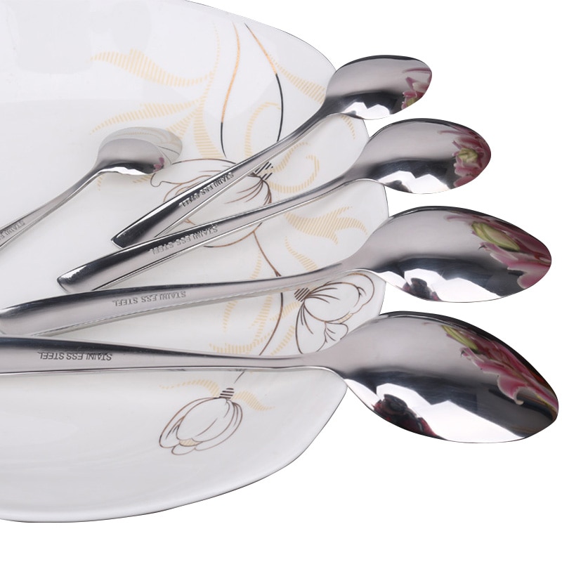 6pcs Dessert Teaspoon Stainless Steel Dinner spoon Stirring Coffee Spoons Tablespoon Dinning Soup Scoop Kitchen Bar Tea spoon