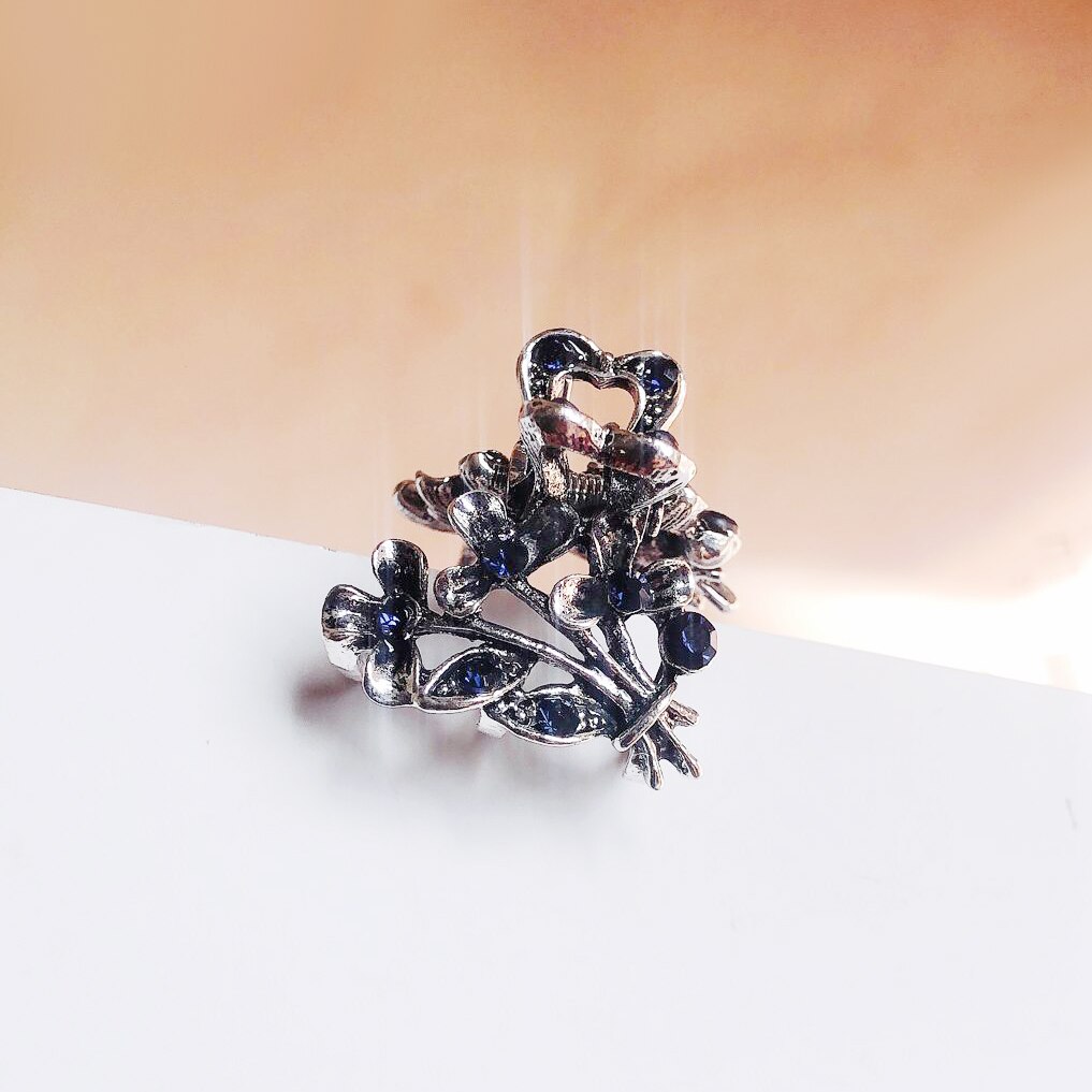 Morkopela-Pinza para el pelo de plata antigua para mujer, pinza para el pelo con diamantes de imitación pequeños, pinzas de Metal para el pelo, alfileres, accesorios para el cabello de mariposa