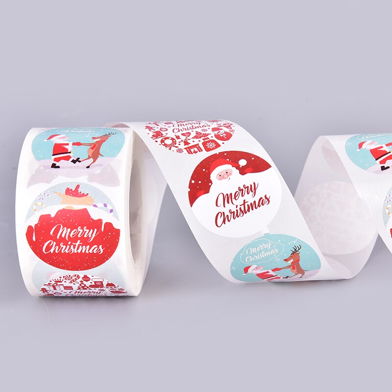 500PCS Merry Christmas Stickers Round Custom stickers for Christmas Party Decor