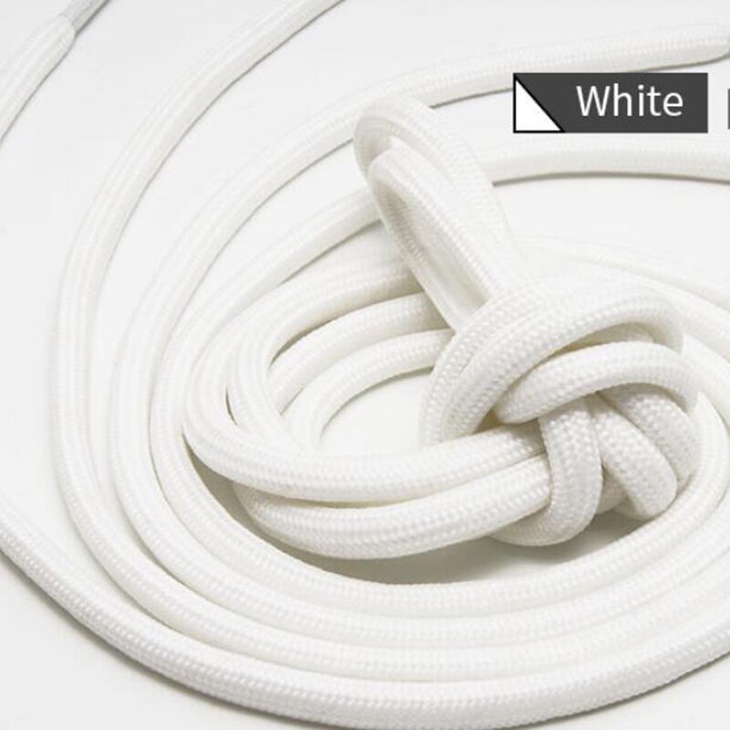 Lacets de sécurité fluorescents unisexe, 1 paire, 120/140cm, ronds et phosphorescents, pour chaussures de Sport, basket-ball en toile: WHITE / 140 CM