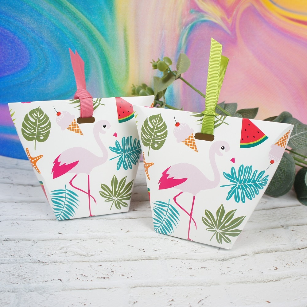 10 pcs Flamingo tropische plant Papier Doos Bruiloft Gunsten Decoratie Voor Cookie Candy Verpakking