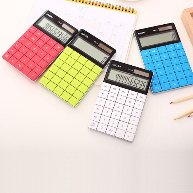 Hotsale calculadora Slim Portable mini 12 digital calculator Solar Energy Tablet buttons keyboard Dual power supply rekenmachine