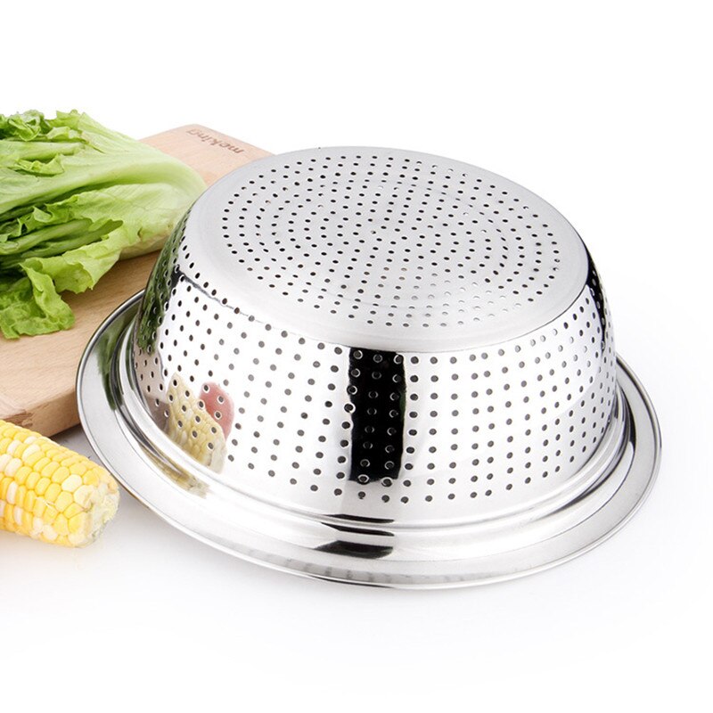 Wilona Wash Rice Vegatable Plates And Bowls Multifunction Thickening Deepen Stainless Steel Leak Basin Water Filter Plate Set