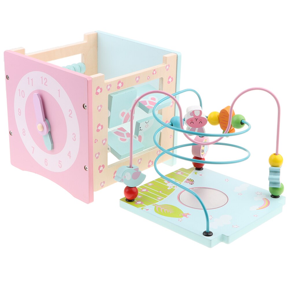 Aktivitet terning legetøj perle labyrint form sortering træ legetøj til 1 år gammel dreng pige småbørn