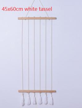 Handgemaakte grote houten stok hangende diy fotodisplay macramé wandhanger foto organizer met clips foto achtergronddecoratie: Witte kwast
