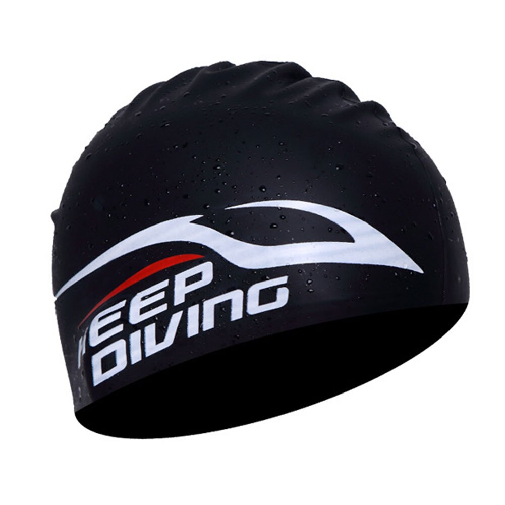 Sports Ear Protection Flexible Elastic Silicone Bathing Adults Accessory Waterproof Scuba Long Hair Pool Hat Swimming Cap Diving: black