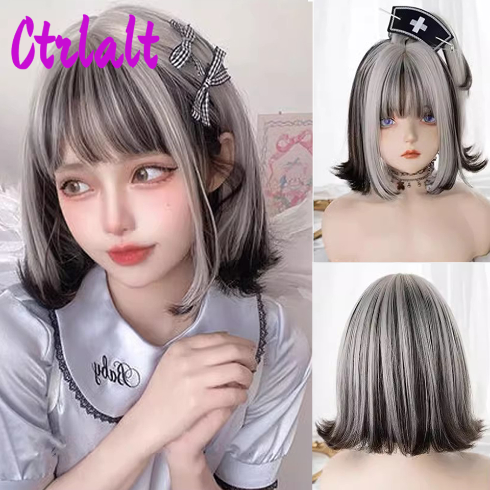 Pelucas de pelo Natural sintético en capas para mujer, color negro y marrón, ondulado, para uso diario, con flequillo de cortina, resistente al calor