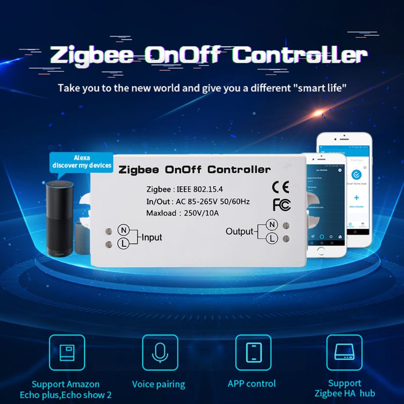 Zigbee On/Off Controller Smart Switch APP Remote Control Smart Home Module AC85-265V 10A