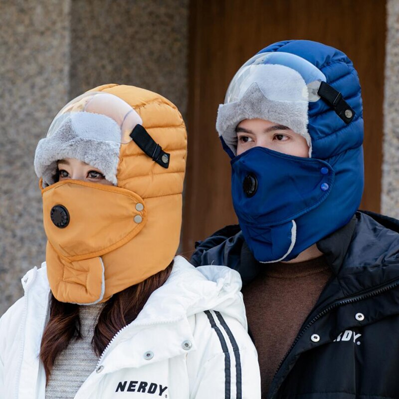 neue Original Winter Hüte Für Frauen Neue Warm Cap Winter Männer Wasserdichte Kapuze Hut Mit Gläser Kühlen balaclava