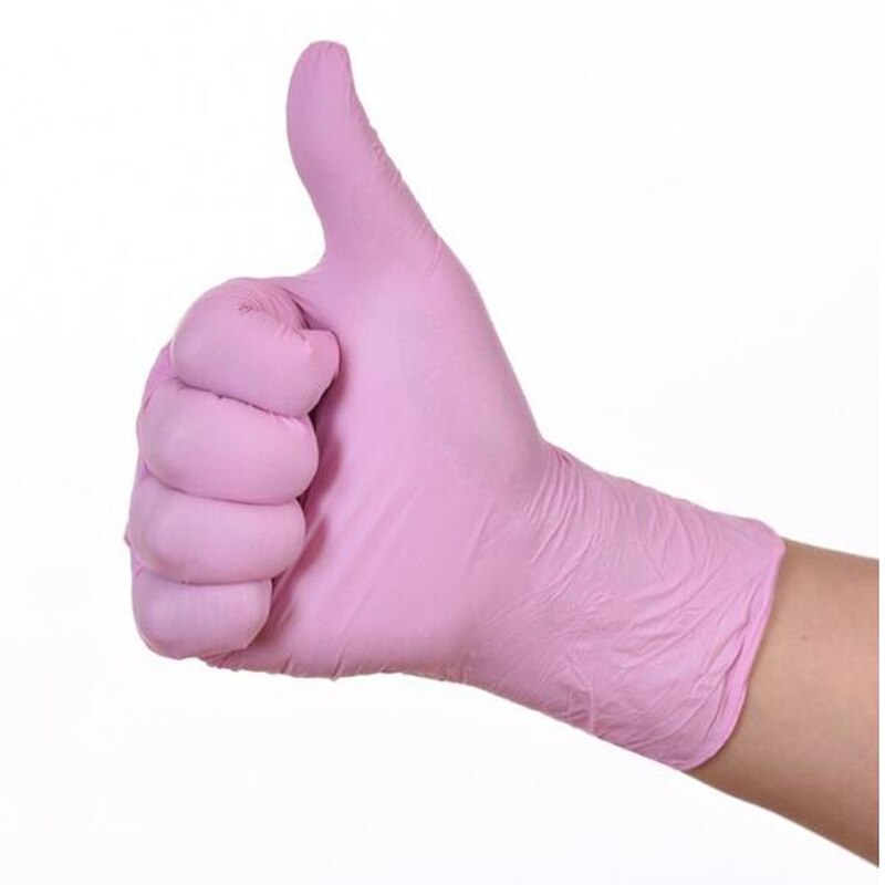 Guantes desechables de látex de goma Rosa dingqing, guantes de comida experimentales resistentes al ácido y a los álcalis para catering, belleza dental