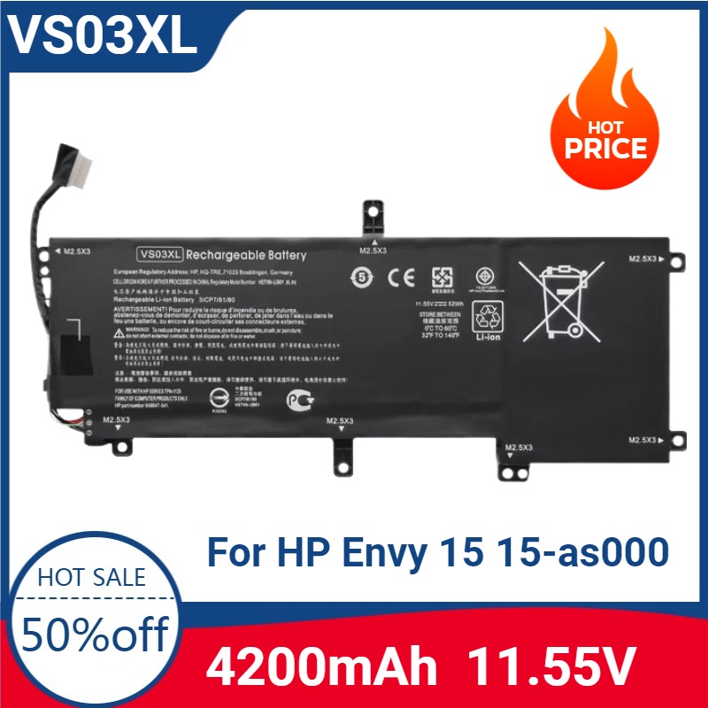 Nueva batería de ordenador portátil VS03XL de para HP Envy 15 15-as000 15-as100 HSTNN-UB6Y 849047-541 849313-850 TPN-I125: Default Title